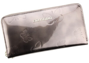 Gregorio luxusná veľká sivá dámska kožená peňaženka v darčekovej krabičke
