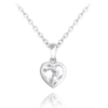 MINET Strieborný náhrdelník HEART s bielym zirkónom