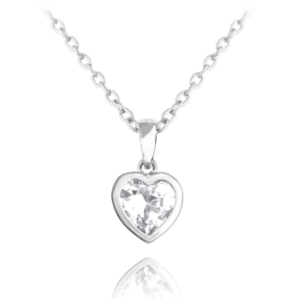 MINET Strieborný náhrdelník HEART s bielym zirkónom