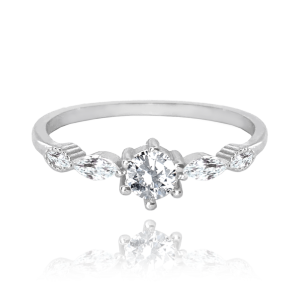MINET Elegantný strieborný prsteň s bielymi zirkónmi veľkosť 54