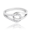 MINET Strieborný opletený prsteň so zirkónmi veľkosť 51