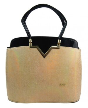 Elegantná lakovaná kabelka S482 čierna-zlatá GROSSO