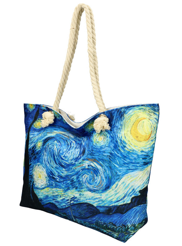Veľká plážová taška v maľovanom dizajne modrá HB004