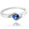 MINET Elegantný strieborný prsteň s modrým zirkónom veľkosť 47
