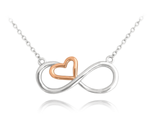 MINET Ružovo-zlatý strieborný náhrdelník FOREVER LOVE