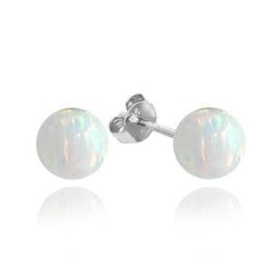 MINET Strieborné náušnice BALLS s bielymi opálmi 8mm