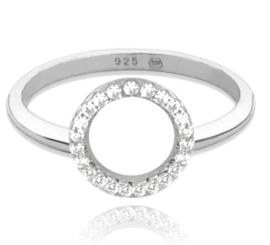 MINET Strieborný prsteň RING s bielymi zirkónmi veľkosť 63