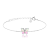 MINET Trblietavý strieborný náramok BUTTERFLY s ružovým opálom