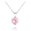 MINET Strieborný náhrdelník HEART s ružovým zirkónom