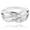 MINET Luxusný strieborný prsteň s bielymi zirkónmi veľkosť 57