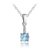 MINET Elegantný strieborný náhrdelník so svetlomodrým zirkónom