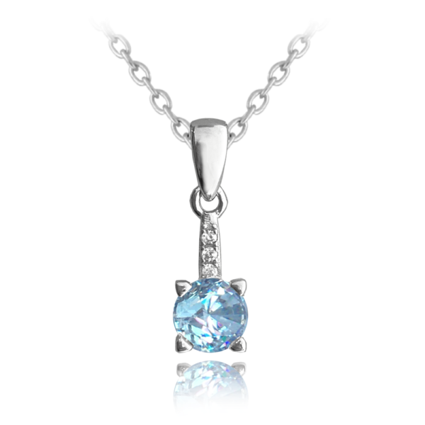 MINET Elegantný strieborný náhrdelník so svetlomodrým zirkónom