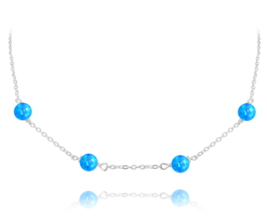MINET Strieborný náhrdelník so svetlomodrými opálmi