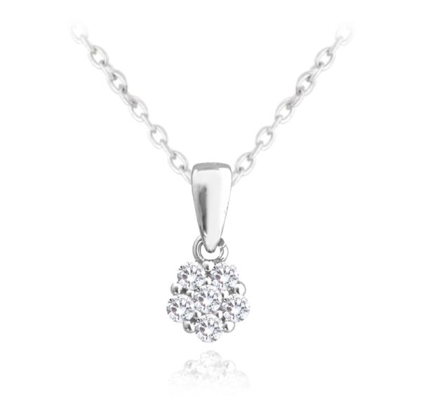 MINET Strieborný náhrdelník FLOWER s bielym zirkónom