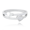 MINET Stříbrný srdíčkový prsten LOVE se zirkony vel. 52