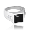 MINET Pánsky strieborný prsteň s čiernym zirkónom veľkosť 58