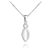 MINET Strieborný náhrdelník oválny s bielymi CAT EYE