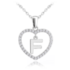 MINET Strieborný náhrdelník písmeno v srdci "F" so zirkónmi