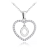 MINET Strieborný náhrdelník písmeno v srdci "O" so zirkónmi