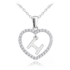 MINET Strieborný náhrdelník písmeno v srdci "H" so zirkónmi