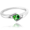 MINET Elegantný strieborný prsteň so zeleným zirkónom veľkosť 47