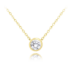MINET Decentný pozlátený strieborný náhrdelník s bielym zirkónom