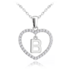 MINET Strieborný náhrdelník písmeno v srdci "B" so zirkónmi