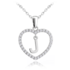 MINET Strieborný náhrdelník písmeno v srdci "J" so zirkónmi
