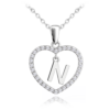 MINET Strieborný náhrdelník písmeno v srdci "N" so zirkónmi