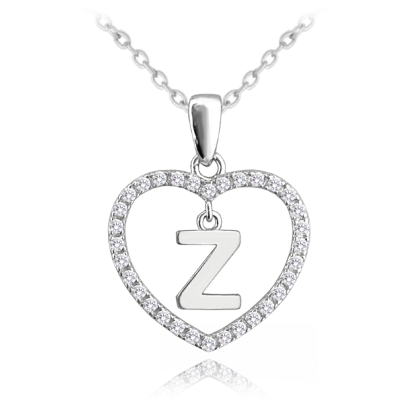 MINET Strieborný náhrdelník písmeno v srdci "Z" so zirkónmi