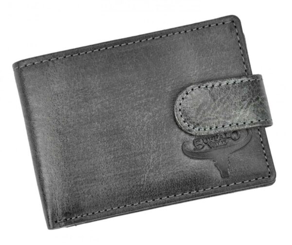Menšia čierna pánska kožená peňaženka RFID v krabičke BUFFALO WILD