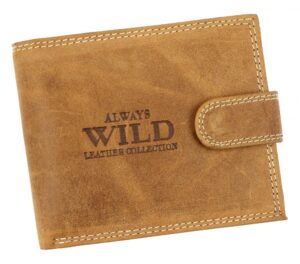 Koňakovo hnedá pánska peňaženka z brúsenej kože RFID v krabičke WILD
