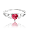 MINET Strieborný prsteň LOVE s červeným zirkónom srdce veľkosť 57