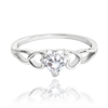 MINET Strieborný prsteň LOVE s bielym zirkónom srdce veľkosť 53