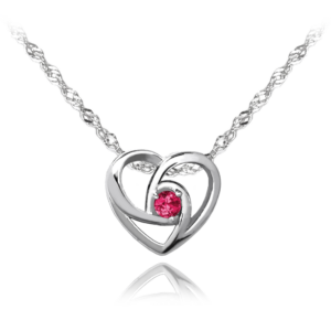 MINET Strieborný náhrdelník LOVE s ružovým zirkónom