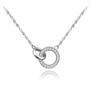 MINET Strieborný náhrdelník RING s bielymi zirkónmi