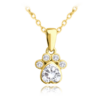 MINET Pozlátený strieborný náhrdelník PAW s bielymi zirkónmi