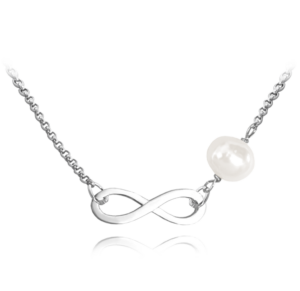 MINET Strieborný náhrdelník INFINITY s prírodnou perlou