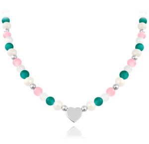 MINET Strieborný náhrdelník s prírodnými perlami a farebnými guľôčkami - Ag 925/1000 20