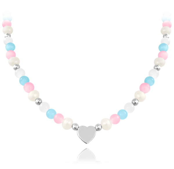 MINET Strieborný náhrdelník s prírodnými perlami a farebnými guľôčkami - Ag 925/1000 20