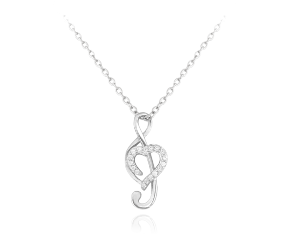 MINET Strieborný náhrdelník TREBLE CLEF s bielymi zirkónmi