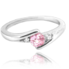 MINET Elegantný strieborný prsteň s ružovým zirkónom veľkosti 51