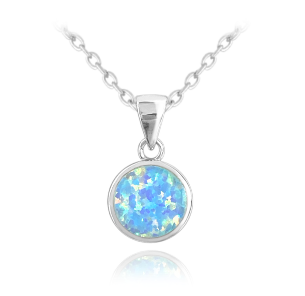 MINET Strieborný náhrdelník s modrým opálom