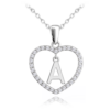 MINET Strieborný náhrdelník písmeno v srdci "A" so zirkónmi