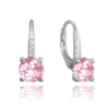 MINET Elegantné strieborné náušnice s ružovým zirkónom
