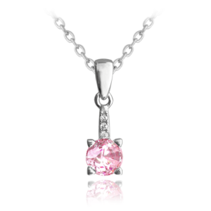MINET Elegantný strieborný náhrdelník s ružovým zirkónom