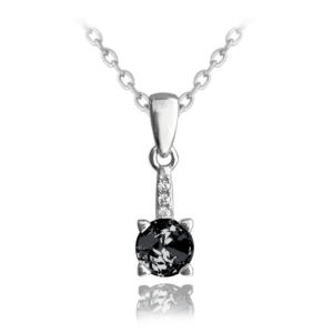 MINET Elegantný strieborný náhrdelník s čiernym zirkónom