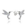 MINET Strieborné náušnice HUMMINGBIRDS s bielymi zirkónmi
