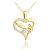 MINET Pozlátený strieborný náhrdelník ANGEL so zirkónmi