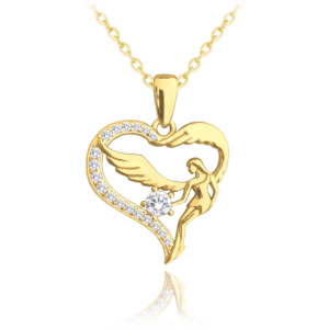 MINET Pozlátený strieborný náhrdelník ANGEL so zirkónmi